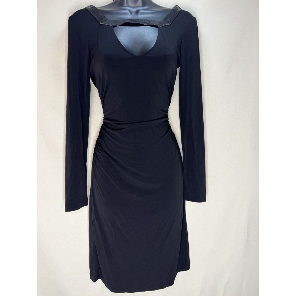 Moda International Black Cutout Long Sleeve Bodycon Dress Size S Y2K Going Out